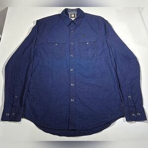 G-Star Raw Correct Line Bergmann Linen Denim Button Down Dark Blue Shirt Men L